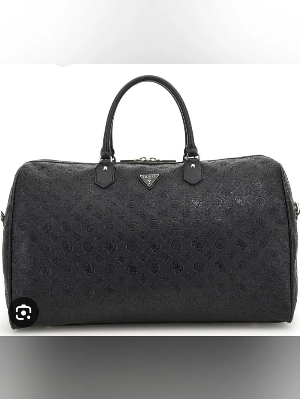 GUESS Black Embossed Logo Travel Duffel